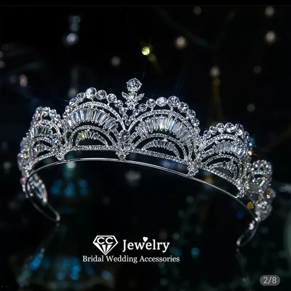 Crystal Tiara, Silver Tiara, Baroque Luxury Crystal, Bridal Crown Tiara, Tiara main image 7